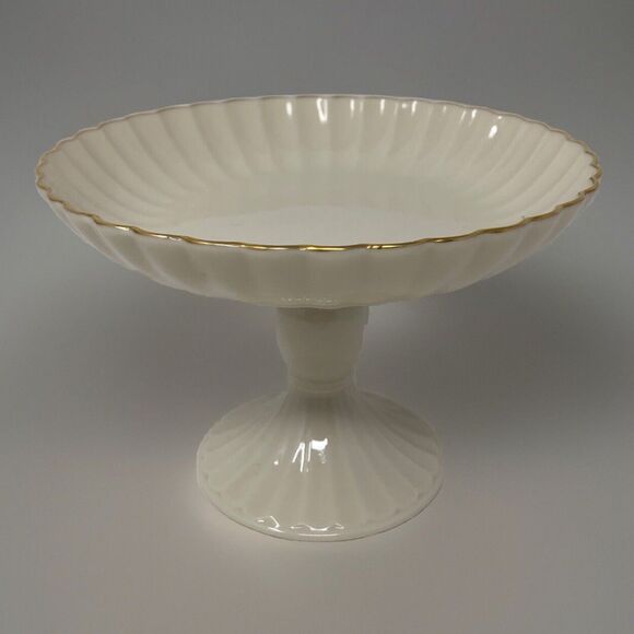 Lenox Other - Lenox Ribbed Compote Footed Candy Dish VTG Ivory w/24K Gold Elegant Classic USA
